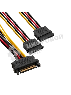 Кабель питания SATA ExeGate EX-CC-SATAM2F-0.15 (15pin M/2x15pinF, 0,15м)