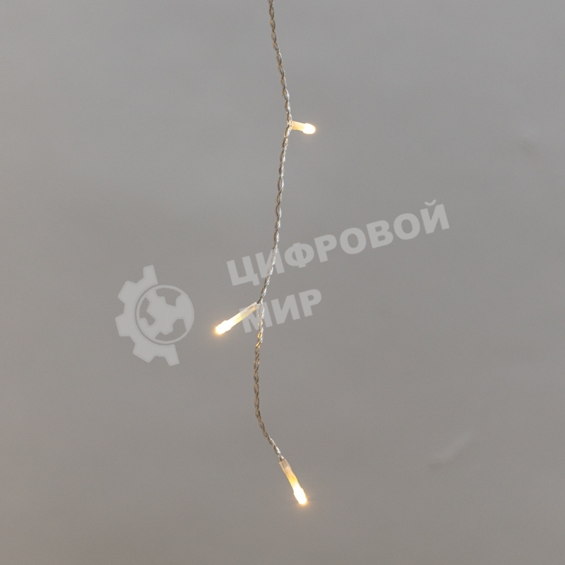 Гирлянда светодиодная Neon-night Айсикл (бахрома) 5х0,6м, с эффектом мерцания, прозрачный провод, IP44, 230В, диоды теплые белые, 112LED