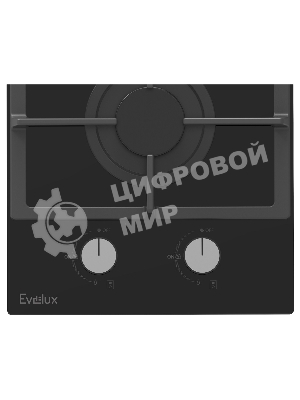 Газовая варочная панель EVELUX HEG 360 BG, Hi-Tech, 30 см, 2 конфорки, газ-контроль, электроподжиг, черный