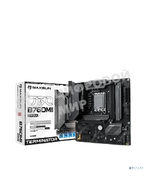 Материнская плата Maxsun MS-Terminator B760M GKD5 DARK, LGA1700, Intel B760, 2xDDR5, 4xSATA, 3xM.2, 1xPCIe 4.0 x16, 1xPCIe 4.0 x4, 1xPCIe 3.0 x1, 1xHDMI, 1xDP, 1x2.5Gb LAN, 1xUSB-C 20Gbps, 2xUSB-A 10Gbps, 3xUSB-A 2.0, 3x3.5 мм, 7.1, mATX