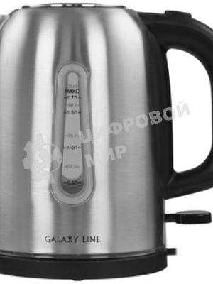 Электрочайник Galaxy GL 0366 серебристый, 1.7 л, 2200 Вт, скрытый нагревательный элемент