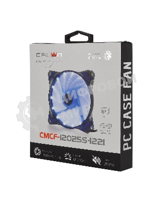 Вентилятор для корпуса Crown CMCF-12025S-1221 черный/синий, 120 мм, 1650 об/мин, 28 дБ, 3 pin