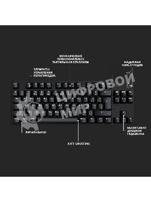 Клавиатура проводная Logitech Gaming Keyboard G413 TKL SE Mechanical - RUS - USB - TACTILE SWITCH черный