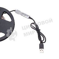 Лента светодиодная 5В, SMD5050, 7,2Вт/м, 30 LED/м, RGb, 10мм, 3м, с USB коннектором, черная, IP20 LAMPER