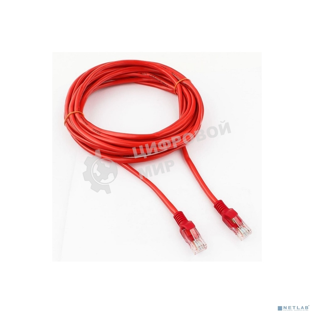 Патч-корд UTP Cablexpert cat.5e, 5м, литой, многожильный (красный)
