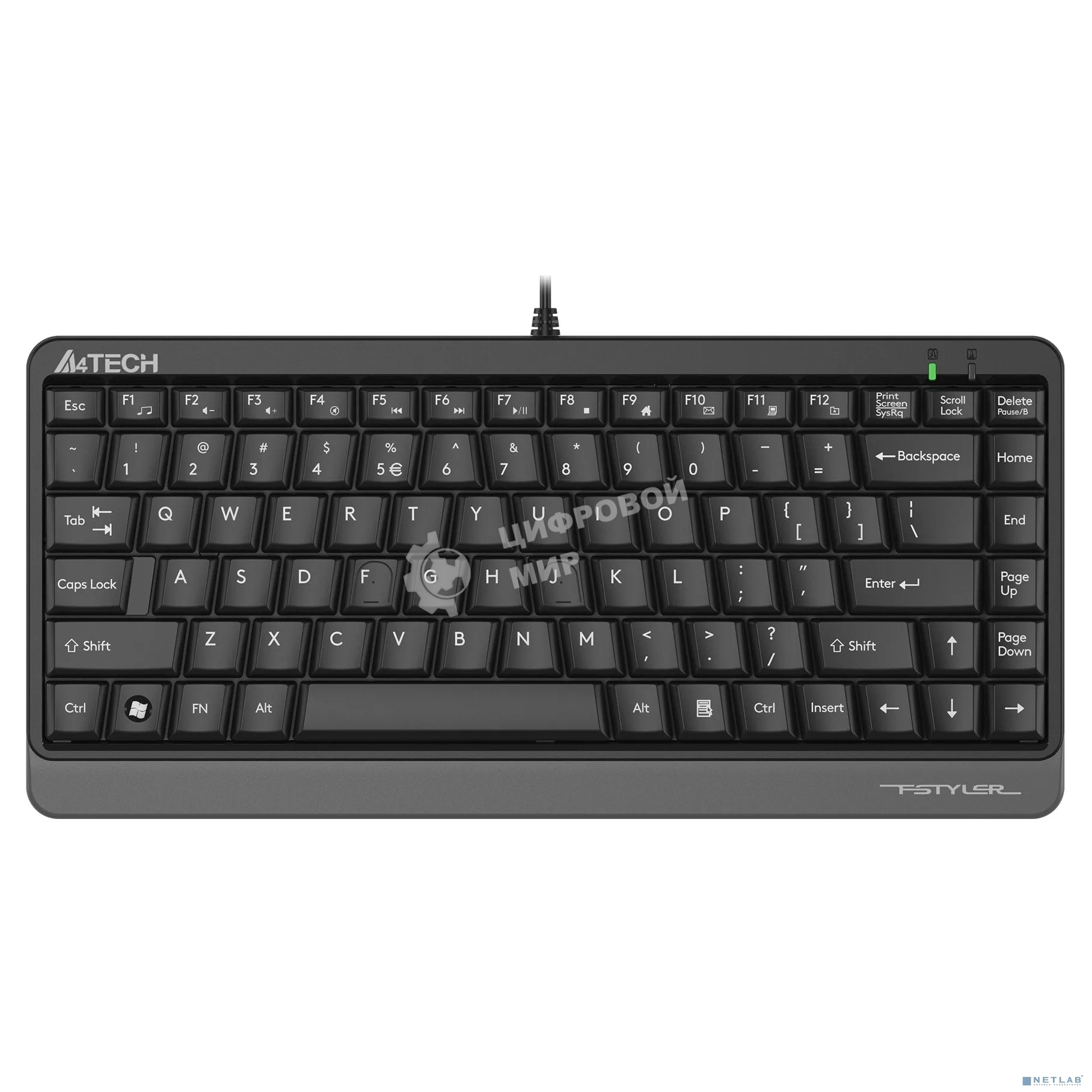 Клавиатура проводная A4Tech Fstyler FKS11, USB, черный/серый