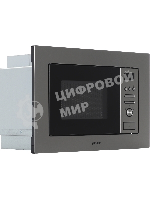 Встраиваемая микроволновая печь Gorenje BM201AG1X серебристый/черный, 20 л, 800 Вт, переключатели - кнопки, поворотный механизм