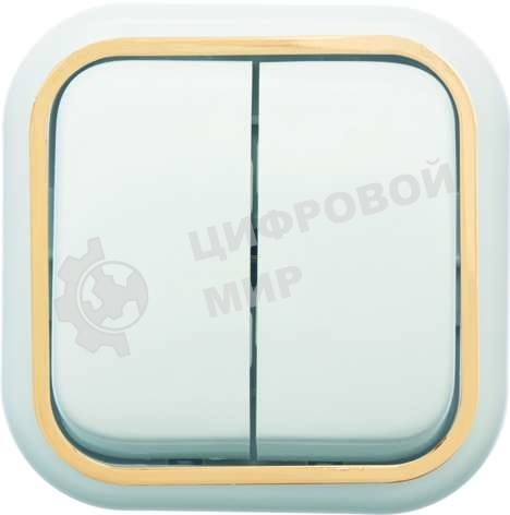 Выключатель Кунцево-Электро 2-кл. ОП Валентина 10А IP20 А56-025 белый/зол.