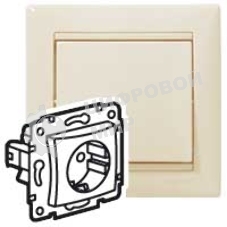Механизм розетки 1-м СП Valena 2К+З с заземл. нем. станд. сл. кость (DIY-упак.) Legrand 695612