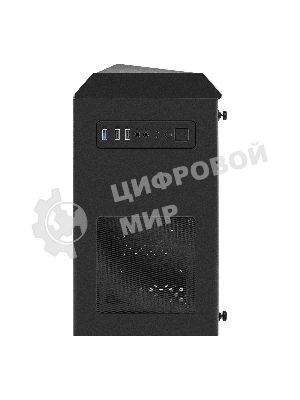 Компьютерный корпус Minitower ExeGate EX294384RUS Mistery R2 (mATX, без БП, 2*USB+1*USB 3.0, аудио, черный, 1 вент. 12см с RGb подсветкой и полоса на передней панели, боковая панель - закаленное стекло)