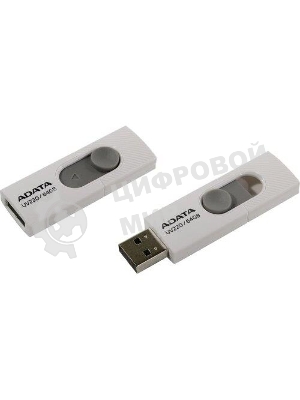 Флешка USB ADATA UV220 (AUV220-64G-RWHGY), 64Gb, USB 2.0, R/W 15/5, белый/серый