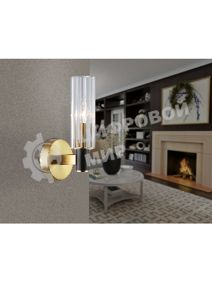 Настенный светильник Ambrella light LH55517 BK/BS/CL черный/латунь/прозрачный E14 max 40W 120*100*250
