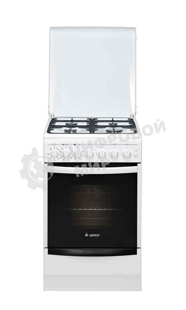 Плита комбинированная Gefest ПГЭ 5102-03 0023 белый, конфорок 4 газовых, духовка 55 л, 50 см x 85 см x 58.5 см