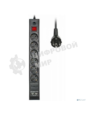 Сетевой фильтр Buro BU-SP3 USB 2A-B 3 м, 6 розеток, черный, коробка
