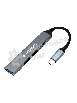 Разветвитель USB3.0/2.0 Gembird UHB-C202, USB3.0, 3xUSB2.0, кабель Type-C 10 см, алюминий, пакет