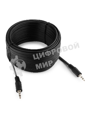 Кабель аудио Cablexpert CCA-404-10M-N, Jack 3.5(M)/Jack 3.5(M), 3pin, 10м, черный, пакет