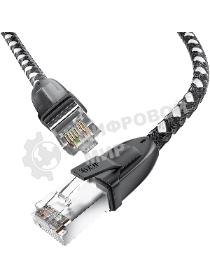 Патч-корд GCR PROF прямой 5.0m, UTP медь cat.6, STRONG черно-белый нейлон, ethernet high speed 10 Гбит/с, T568B, GCR-52779
