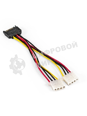 Кабель питания SATA ExeGate EX-CC-SATAM2MF-0.15 (15pin M/2xMolex F, 0,15м)