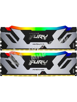 Оперативная память Kingston Fury Renegade, DDR5, 32Gb (2x16GB), 7600MHz, CL38, DIMM, с радиатором, RGB, серебристый/черный