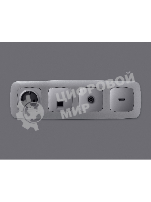 Комплект механизма компьютерной розетки RJ-45 экранированной с автоматической защитной шторкой OMEGA Сталь матовый QUANT (OP5120, VM185) MO512005