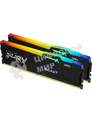 Оперативная память Kingston Fury BeastRGB, DDR5, 64GB (2x32GB), 5600 MHz, CL40, с радиатором, RGB, черный