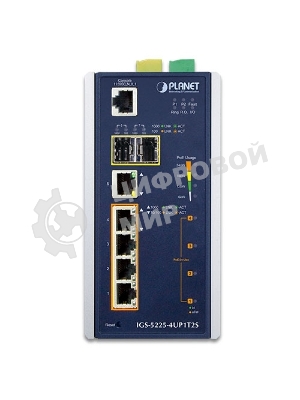 Коммутатор PLANET IP30 Industrial L2+/L4 4-Port 60W 1000T Ultra PoE+ 1-Port 1000T + 2-port 100/1000X SFP Full Managed Switch (-40 to 75 C, dual redundant power input on 48~56VDC terminal block, DIDO, ERPS Ring Supported, 1588)