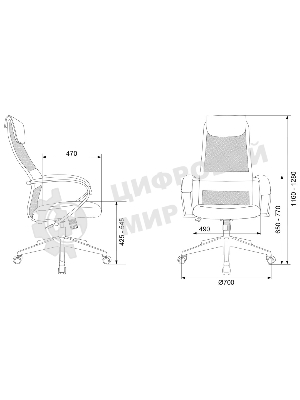 Кресло Бюрократ CH-607 TW-04 Neo Black темно-серый, сетка, подголовник