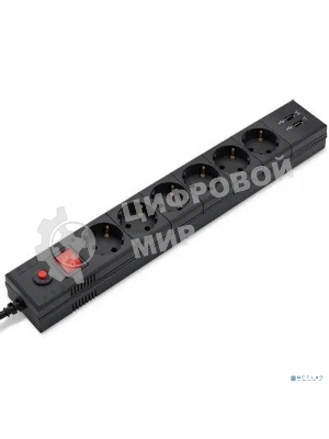 Сетевой фильтр Buro BU-SP3 USB 2A-B 3 м, 6 розеток, черный, коробка