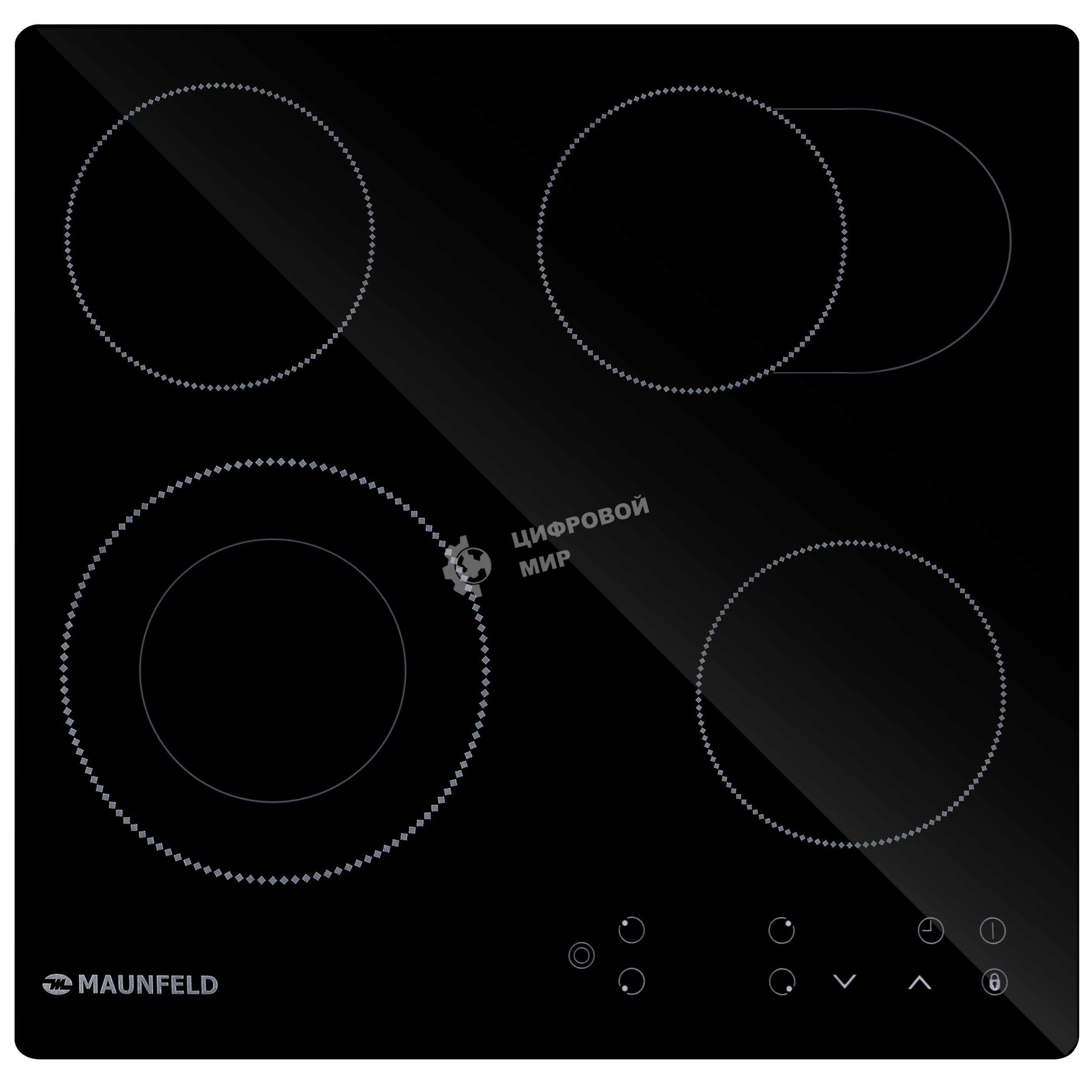 Электрическая варочная панель Maunfeld EVCE594SMDPBK, конфорок: 4 шт., стеклокерамика, независимая, черный