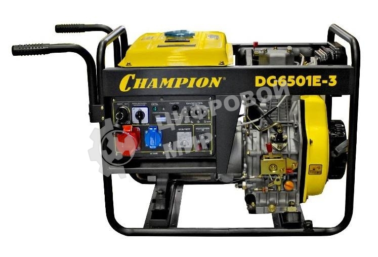 Электрогенератор дизельный Champion DG6501E-3, 6.6 кВт, 82 дБ, 103 кг