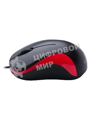 Мышь проводная Oklick 115S черный/красный, 1200 dpi, USB, кнопки - 3