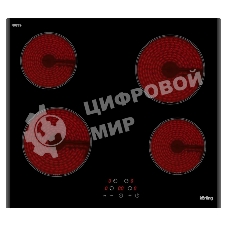 Встраиваемая электрическая панель Korting HK 60003 B Стеклокерамика, ширина 60 см, сенсорное управление, 4 зоны нагрева, таймер, LED индикация для каждой зоны, индикация остаточного тепла, автоматическое отключение, функция 