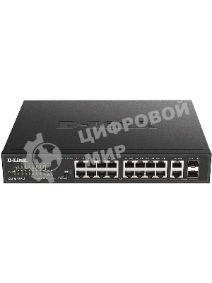 Коммутатор D-Link DES-1018MPV2, 16×100 Мбит/с + 2×1 Гбит/с Combo, неуправляемый