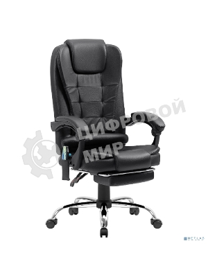 Кресло Defender CARDINAL черный, экокожа, 120 кг, подставка для ног, механизм качания