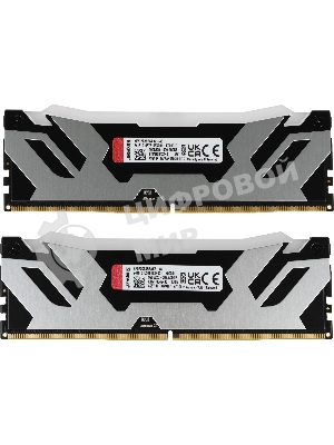 Оперативная память Kingston Fury Renegade, DDR5, 32Gb (2x16GB), 7600MHz, CL38, DIMM, с радиатором, RGB, серебристый/черный