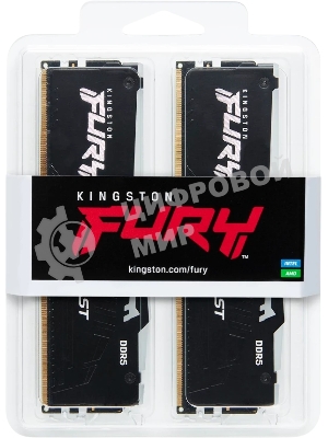 Оперативная память Kingston Fury BeastRGB, DDR5, 64GB (2x32GB), 5600 MHz, CL40, с радиатором, RGB, черный