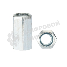 Гайка для шпильки Kranz удлиненная М6, 1.0х10х18, короб (20 шт./уп.)