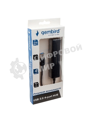 Концентратор USB 3.0 Gembird UHB-C354, 4 порта, с доп питанием