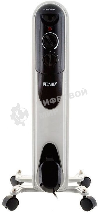 Обогреватель масляный Ресанта ОМПТ- 5Н (5 секций), белый, 1000 Вт, 10 м2, термостат 67/3/2