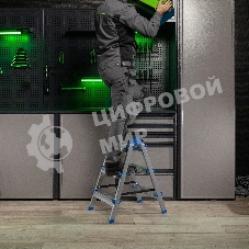 Стремянка двухсторонняя Сибртех 3 ст., сталь профиль, стальные ступени