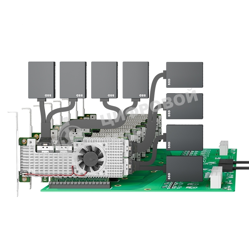 Адаптер LR-LINK PCle4.0 x16 4*SFF-8654 8i NVMe Switch Adapter
