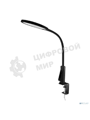 Светильник настольный Camelion KD-837 C02 черный LED на струбц., 7Вт, 230В, 450лм, сенс.рег. ярк и цвет.темп, USB-5В,1А