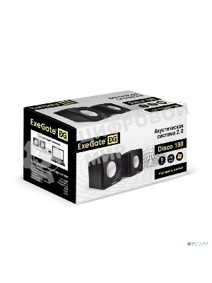 Акустическая система 2.0 ExeGate EX287050RUS Disco 160 (питание USB, 2х3Вт (6Вт RMS), 100-20000Гц, черный)
