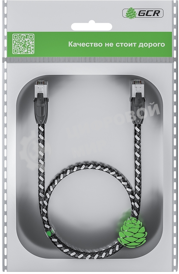 Патч-корд GCR PROF прямой 5.0m, UTP медь cat.6, STRONG черно-белый нейлон, ethernet high speed 10 Гбит/с, T568B, GCR-52779