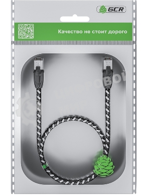 Патч-корд GCR PROF прямой 5.0m, UTP медь cat.6, STRONG черно-белый нейлон, ethernet high speed 10 Гбит/с, T568B, GCR-52779