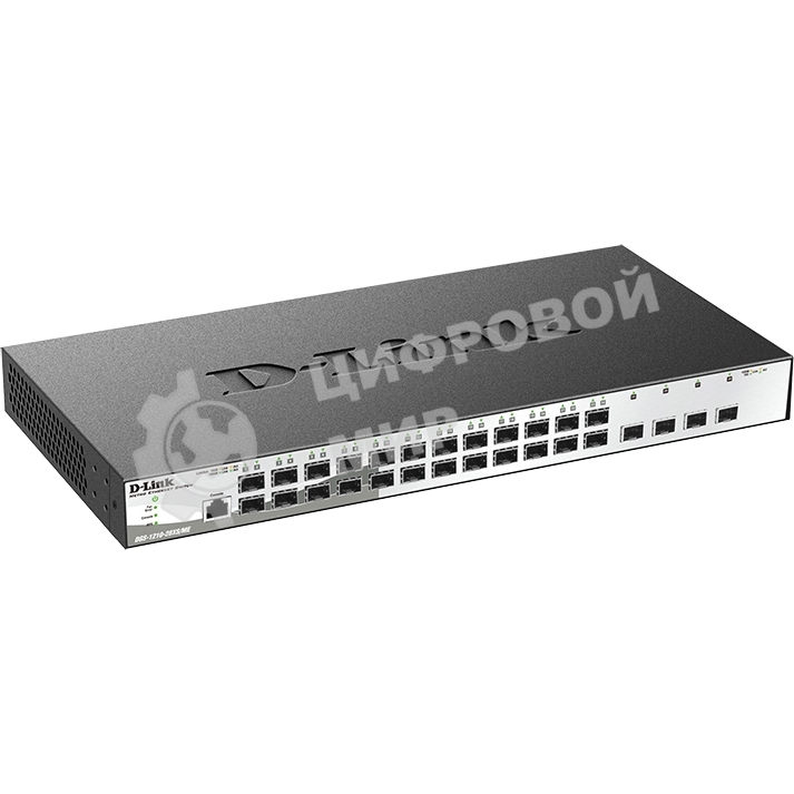 Коммутатор управляемый L2 DGS-1210-28XS/ME/B2A с 24 портами 100/1000Base-X SFP и 4 портами 10Gbase-X SFP+