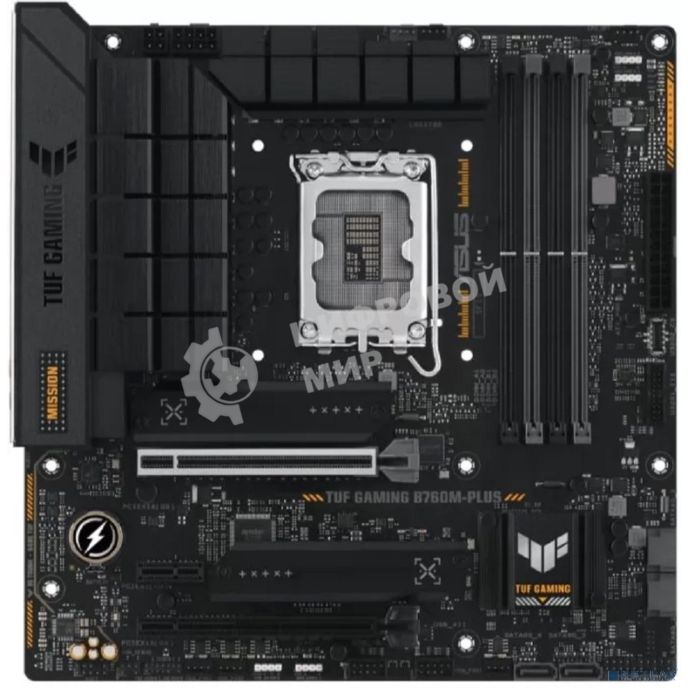 Материнская плата ASUS TUF GAMING B760M-PLUS, LGA 1700, Intel B760, 4xDDR5, 4xSATA, 2xM.2, 1xPCIe 5.0 x16, 1xPCIe 4.0 x4, 1xPCIe x1, 2xUSB-A 3.2 Gen 2, 3xUSB-A 3.2 Gen 1, 2xUSB 2.0, 1xUSB-C 3.2 Gen 2x2, 1x2.5Gb LAN, 5x3.5 мм, 7.1, mATX