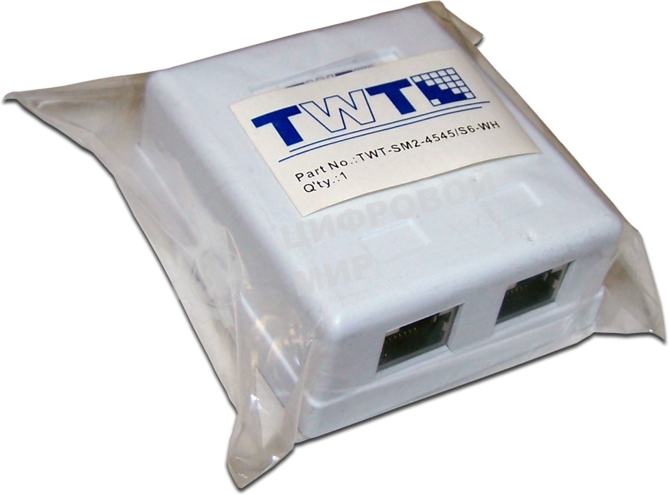 Настенная розетка, 2 порта RJ-45 категории 6, STP, белая