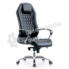 Кресло руководителя Бюрократ Aura/Black черный, кожа, крестовина полированный алюминий