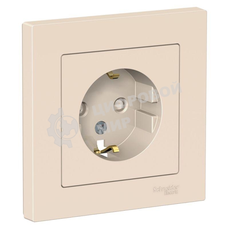 Розетка AtlasDesign с заземл. защ. шторки 16А в сборе беж. SchE ATN000244